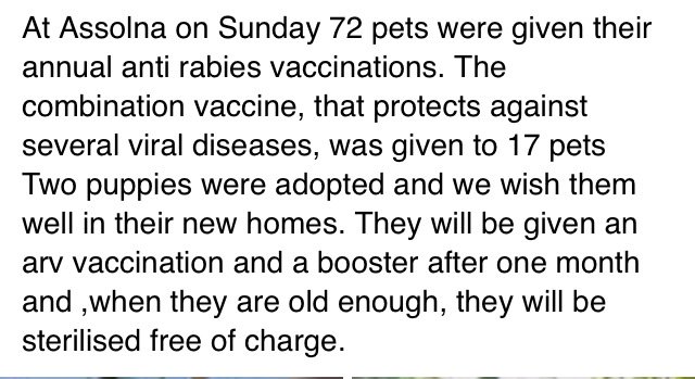 GAWT_Goa's tweet photo. At our last Anti #Rabies Camp in #Assoina #SouthGoa 72 #AntiRabies vaccinations were given 2 local pets #OneHealth https://t.co/is3CtEvkiV