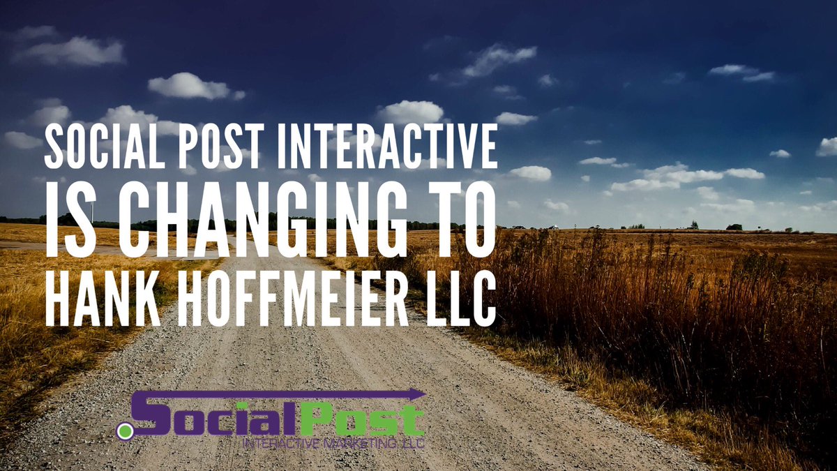 SocialPostLLC's tweet image. SPI is changing to Hank Hoffmeier LLC. Same great content, just from our new branding! Make sure to follow @hankhoffmeier to keep in touch!