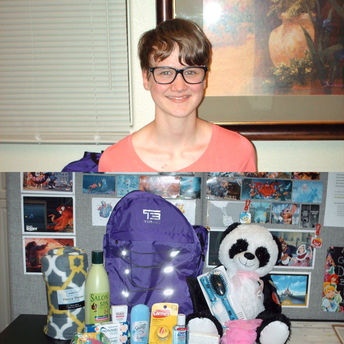 ChildrensHopeFF's tweet photo. Carrie and her senior project. She donated 25 backpacks full of hygiene supplies and #teddybears. Thank you Carrie for making a difference. https://t.co/NEeZuUGlcs