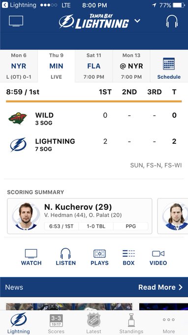 Not at the game tonight but still checking the @TBLightning score! HELL YEAH! #GoBolts #BoltsLife #LightningStrikes<a href="/tag/gobolts"class="tags"><span>#gobolts</span></a><a href="/tag/lightningstrikes"class="tags"><span>#lightningstrikes</span></a><a href="/tag/boltslife"class="tags"><span>#boltslife</span></a>
