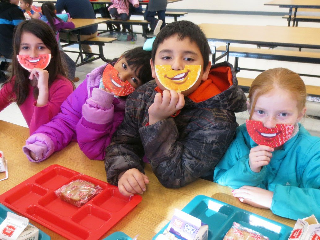 In honor of National School Breakfast Week our Winograd K-8 CUBS enjoyed posing with fruity smiles in the cafeteria! Thanks <a href="/D6SchoolLunch/">Greeley-Evans</a>!