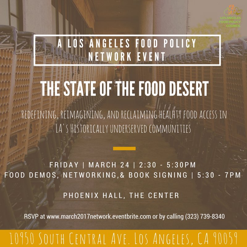 CHCinc's tweet photo. Come check out @GoodFoodLA The State of the Food Desert on 3/24, 2:30pm! #foodjustice #Commit2SLA https://t.co/FfXv6Rc2wu