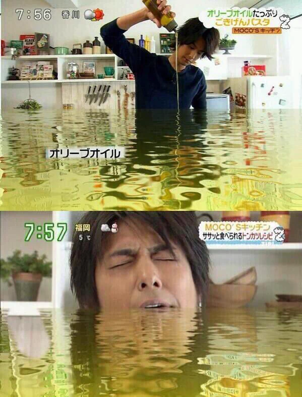オリーブオイル使い、速水もこみちがオリーブオイルに溺れてるw