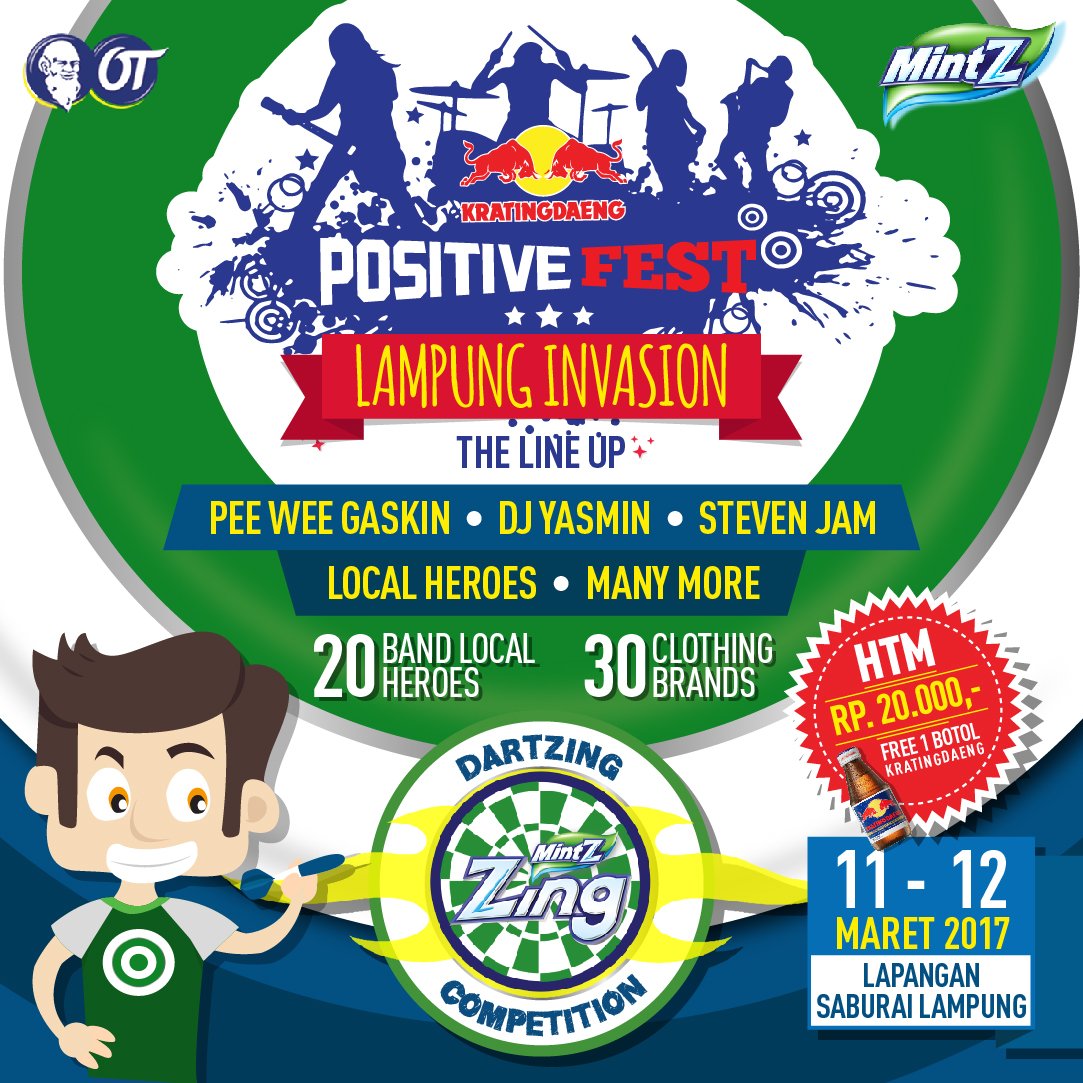 MintZ's tweet photo. Pastikan lo mampir booth Permen MintZ dan dapatkan hadiah yang bakal bikin kamu ZemeriZing di game DartZing Competition. #PositiveFest https://t.co/yHTUkBphKb