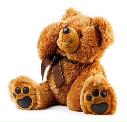"This...thing. I love it! Its so soft and so ugly that it's cute." Cuddles the teddy bear.