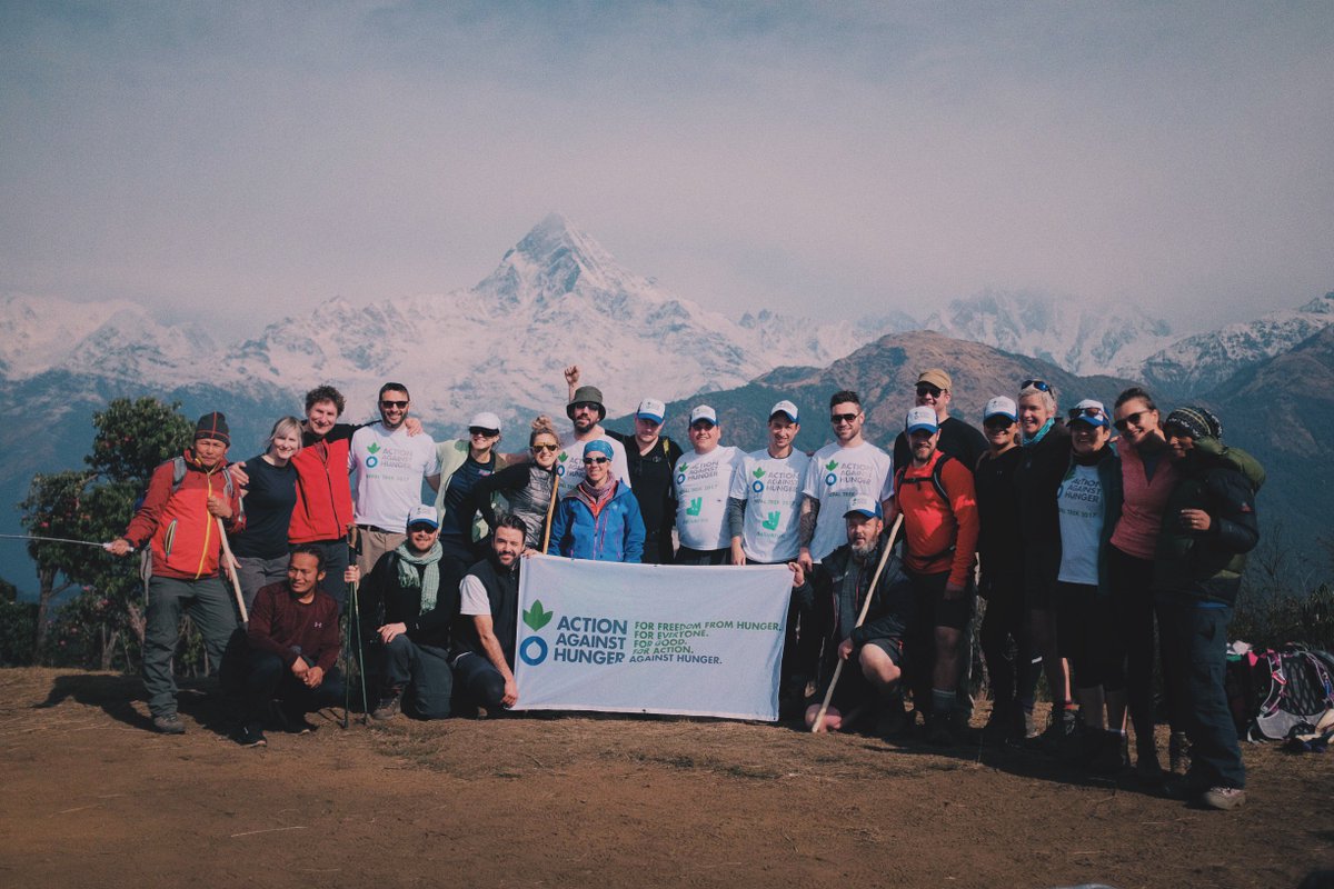 AAH_UK's tweet photo. Beautiful snapshot featuring #NepalTrek2017 team trekking in Himalayas to raise over £100k towards #ActionAgainstHunger's work! Well done! https://t.co/PSfXlQAm07