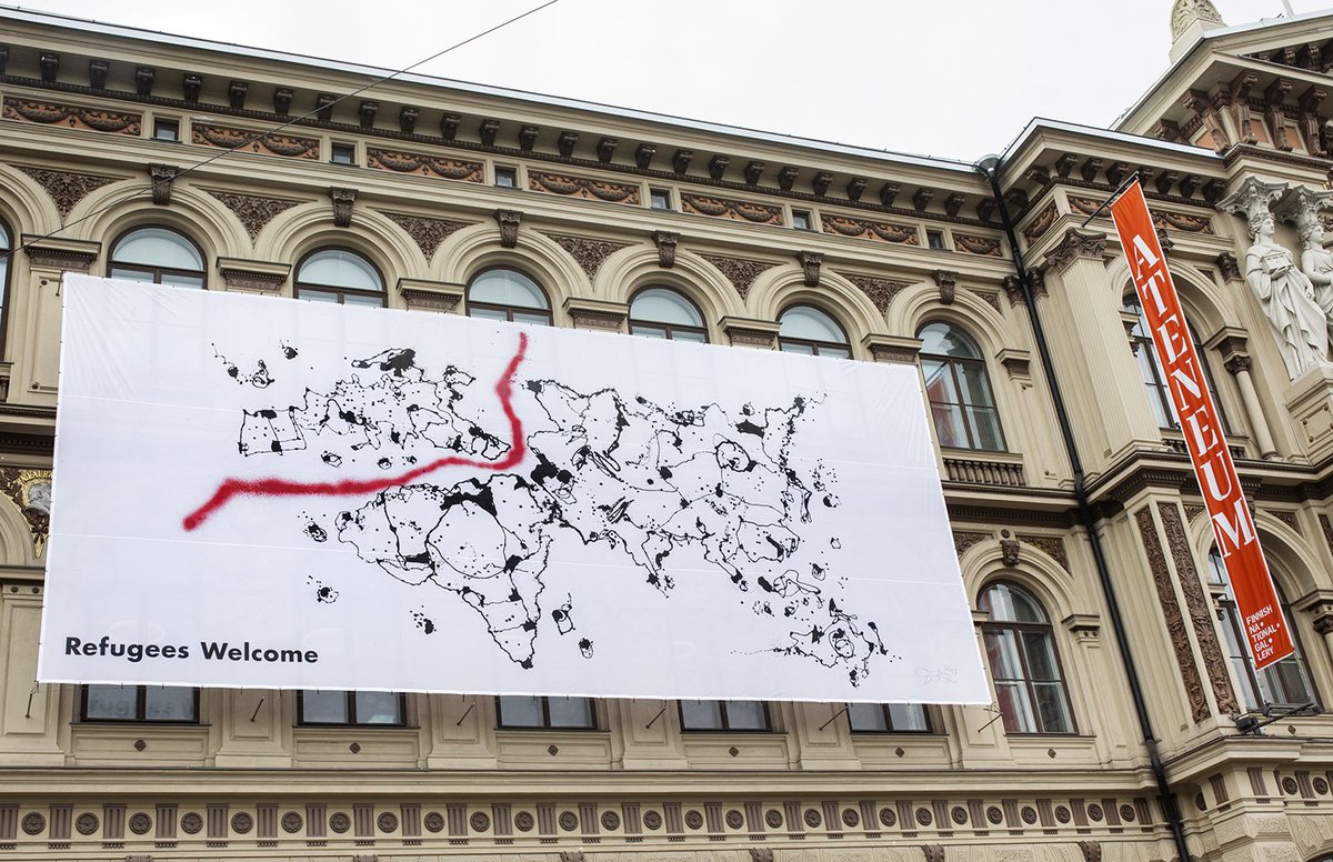 AteneumMuseum's tweet photo. EGSin Teos Europe’s Greatest Shame #11 (2017) kommentoi Välimerellä tapahtuvaa humanitaarista kriisiä. https://t.co/k0ZrYtKcDD