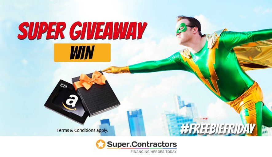 supercontractUK's tweet image. It's #FreebieFriday! For a chance to fly off with £20 Amazon voucher, follow @supercontractUK &amp;amp; RT this status! supercontractors.co.uk/super-giveaway… #win