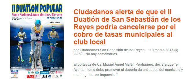 CsSanSe's tweet photo. ⚠ Ciudadanos alerta de que el II Duatlón de #SanSe podría cancelarse por el cobro de tasas municipales al club local https://t.co/v2Hnisriq3 https://t.co/CBYxNZR839