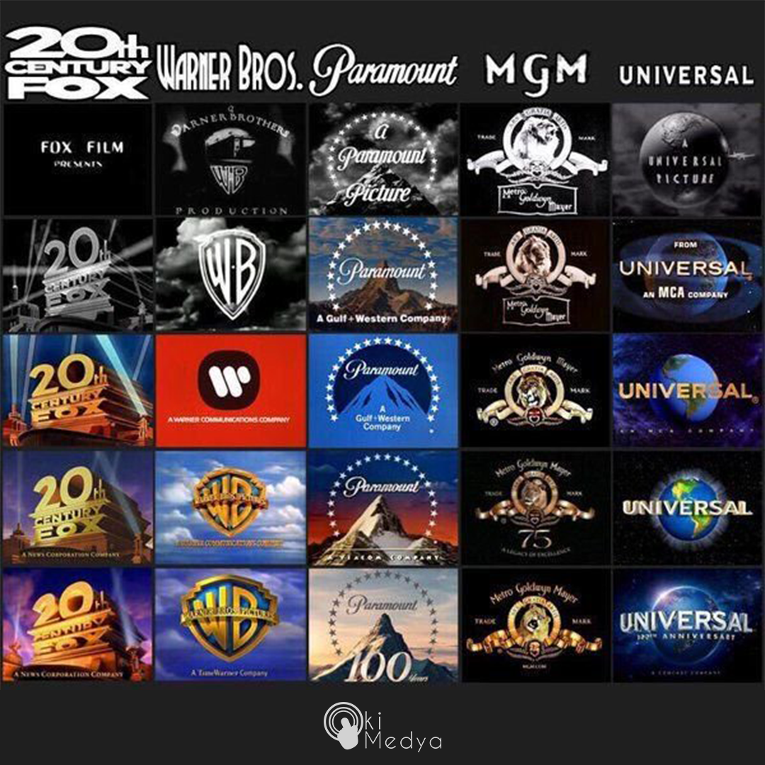 Okimedya's tweet photo. En meşhur film stüdyolarının logolarının yıllar içindeki değişimi. Değişmeyen tek şey değişimin kendisidir 😊

#logo #okimedya #NeredenNereye https://t.co/vy9wLfpP6f
