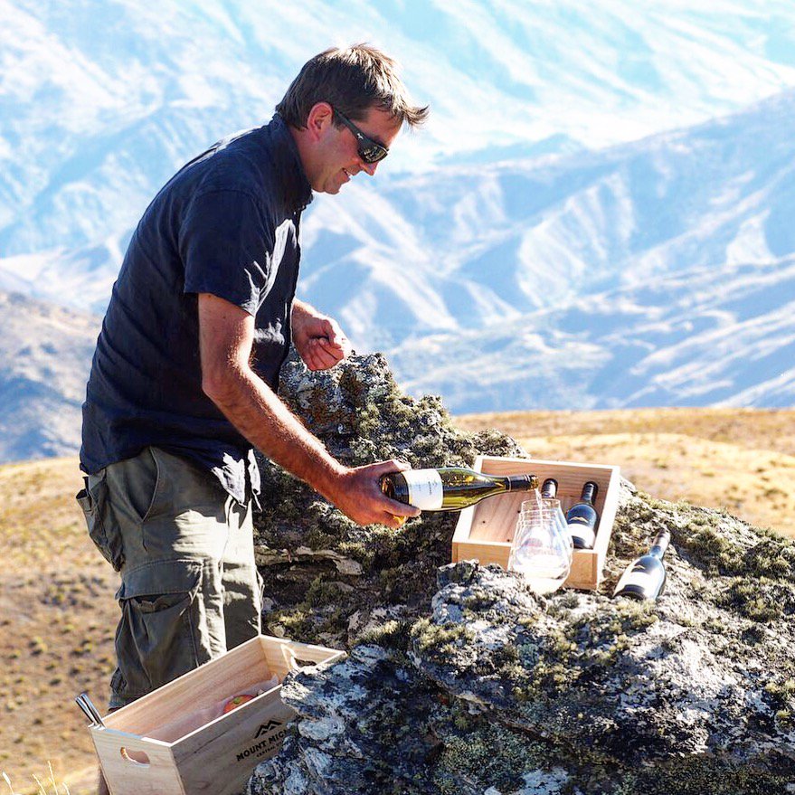 MountMWines's tweet photo. A glimpse of #winemaker James in his 'office' yesterday. Atop Mount Michael for a #helitasting. Its a thing, its an #NZmustdo 🍷 https://t.co/MnHSRkzWf1