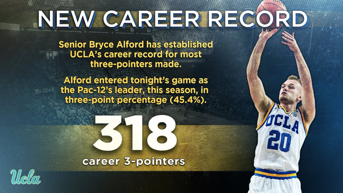 UCLAMBB's tweet photo. Bryce Alford is the new UCLA career leader in three-pointers made.

#GoBruins l #USCvsUCLA https://t.co/k3vS2FVptz