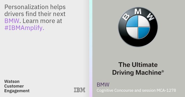 RaviSBusi's tweet photo. #IBMAplify #personalization @BMW #THINKmarketing @IBMforMarketing https://t.co/nw3g2IapVn https://t.co/jrIcsYbj2Q