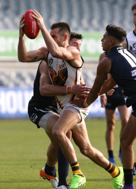 WLudbey's tweet photo. The 🏉 Artistry of Luke Hodge forward pocket Goal assist Box Hill Hawks v Northern Blues @superfooty #gotthrough👌 https://t.co/d9W5QOEqJB