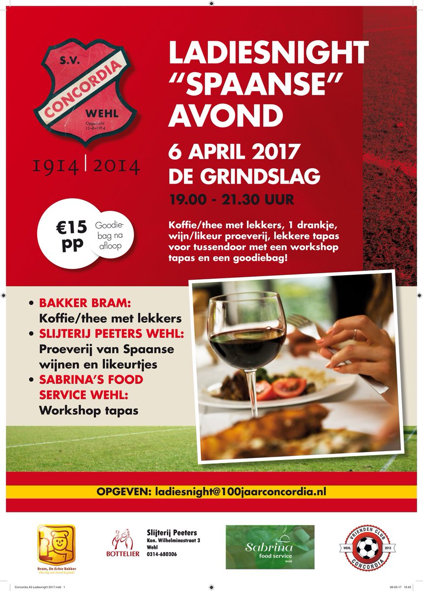Dames opgelet! Op 6 april voor de 4e keer een ladiesnight met medewerking van <a href="/EchteBakkerBram/">Bram de Echte Bakker</a> <a href="/slijterijwehl/">slijterij peeters</a>  en #sabrinasfoodservice