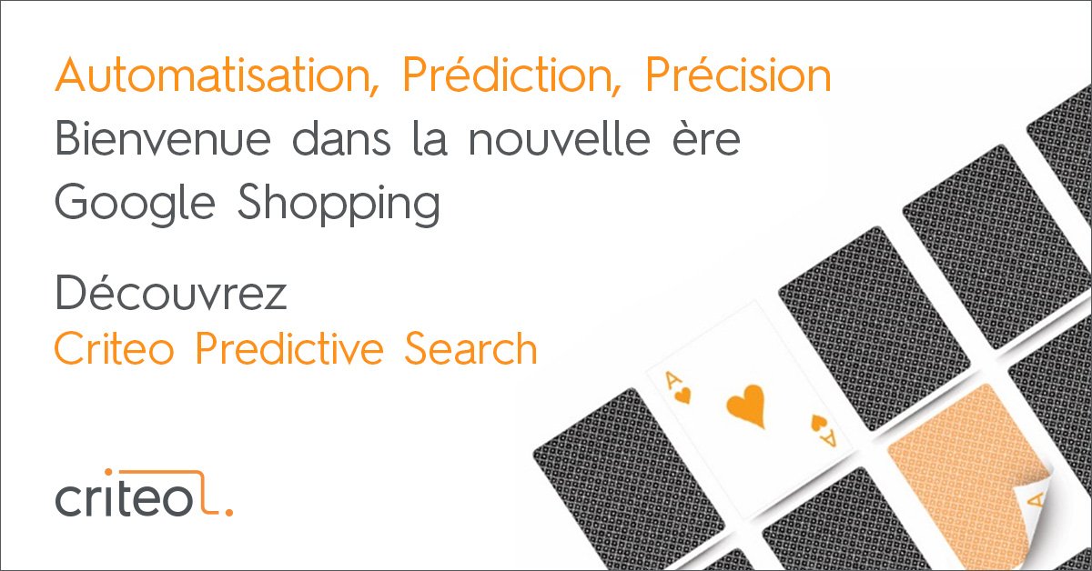 criteo's tweet photo. Fini les approximations sur #GoogleShopping : découvrez #CriteoPredictiveSearch et boostez votre #ROI https://t.co/WaK4kpmOG9 https://t.co/BRjHToTJ1k