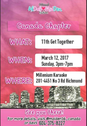 maiden16_Van's tweet photo. Hi ADN Vancouverites! @maiden16_Canada  Pls come and Join us for a fun-filled-sing-your-heart-out Karaoke ♪night!⤵details below
#DTBYBuking https://t.co/Zg7Kriz9k2