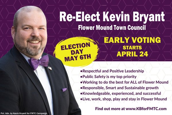 KBforFMTC's tweet image. Have you contacted your friends to vote to re-elect Kevin Bryant to Flower Mound Town Council?