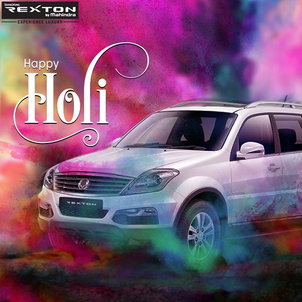 RextonIndia's tweet photo. Celebrate the festival of colours with a dash of #luxury. #Rexton wishes you all a very #HappyHoli. https://t.co/Djjz45gqko