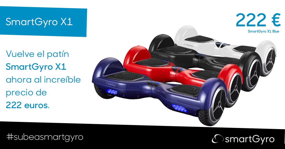 smartGyro_ES's tweet photo. SmartGyro X1, patín eléctrico disponible en cuatro colores ahora al precio de 222€ #subeasmartgyro #sorteosmartgyro https://t.co/CEfGa5unvA https://t.co/MgpHYxDZFZ