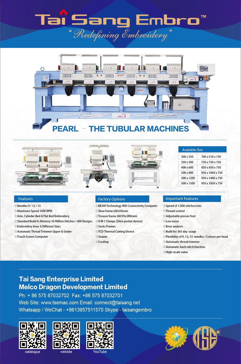 TaiSangCN's tweet photo. Tubular #embroidery machines frm #taisangembro #PearlModel finest embroidery machines @logogifts @LogoDesignLtd @worldtextile @qualitylogo https://t.co/8LybTFqUgE