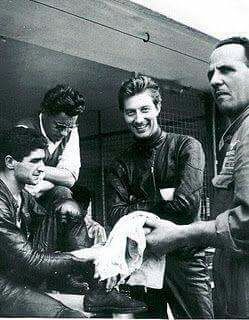 Engaged2death's tweet photo. Bill Lomas and Dickie Dale, both also starring in #ifidanzatidellamorte >  https://t.co/iPfr4ae5M0 #motorcyclelegend #vintagemotorcycle #50s https://t.co/HKNMcT1wYe