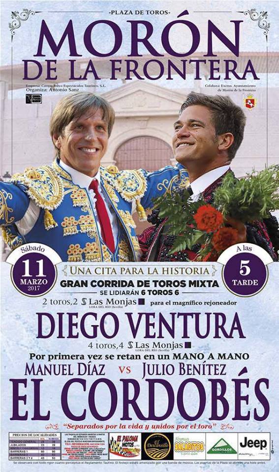 En <a href="/torosmoron1/">Plaza de toros Morón</a> ayer se colgó el No Hay Billetes 2 días antes del festejo <a href="/DiegoVentura82/">Diego Ventura</a> y duelo fraternal <a href="/mdelcordobes/">El Cordobés</a> y <a href="/jbelcordobes/">JB EL CORDOBES</a>