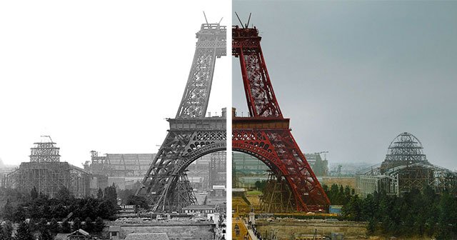 RetroCafe_'s tweet photo. #EiffelTower
#RecolourisedPhotos
#Construction https://t.co/FaFBuRXqAf