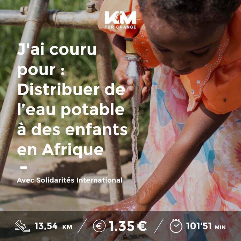 Courir pour donner à @Solidarites_Int avec #kmforchange 🏃🏼.
#courirsolidaire #running #charity #whyirunbirhakeim #donate #waterforchildren