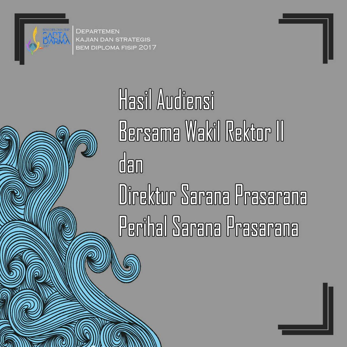 Hasil audiensi perihal Sarana Prasarana bersama Wakil Rektor II dan Direktur Sarana Prasarana.
Yuk dicek!😉
drive.google.com/file/d/0B0WUSE…
#KOMITMEN