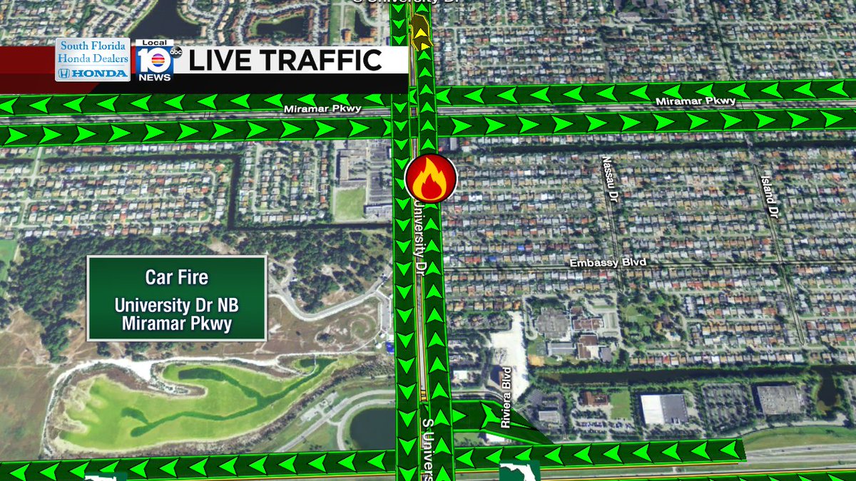 Car Fire- University Dr NB approaching Miramar Pkwy #traffic https://t.co/k4ieShTpcr