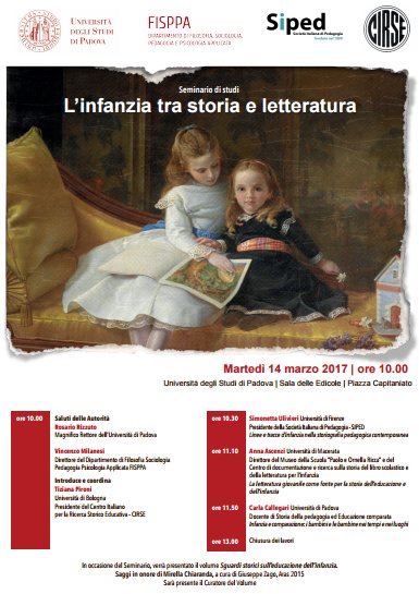 Seminario La infancia en la historia y la literatura, Padova (Italia) 14 marzo 2017