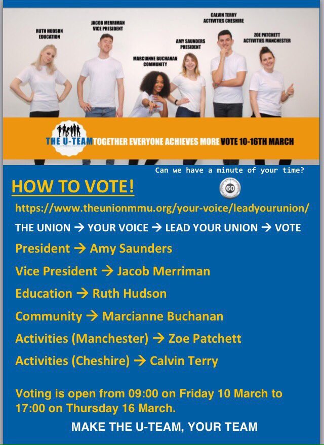 MMUCheerleading's tweet image. Vote for the fabulous @AmySaund3rs &amp;amp; the rest of The U-Team in the student elections! MAKE THE U-TEAM, YOUR TEAM 🌟🎉 theunionmmu.org/elections/agre…