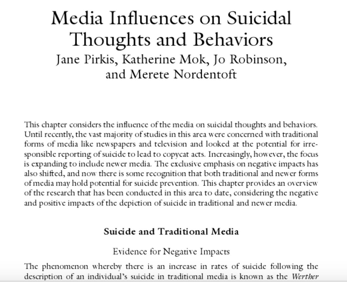 suicideresearch's tweet photo. .@VLESP Your findings in Belgium consistent with published literature summarised in #IHOSP by Jane Pirkis and colleagues #SuicidePrevention https://t.co/4Yr55eZmJx