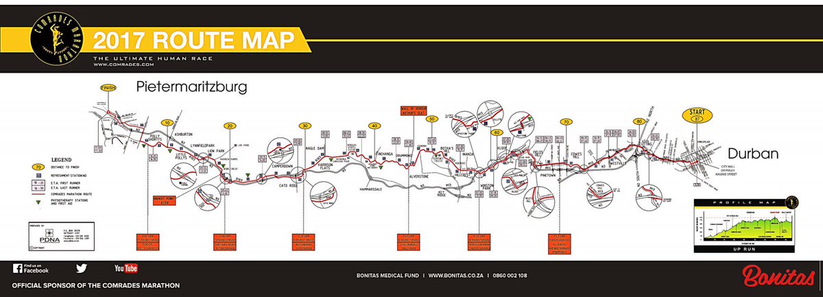 Hot off the press! The 2017 Comrades Marathon Route Map has been released #Comrades2017