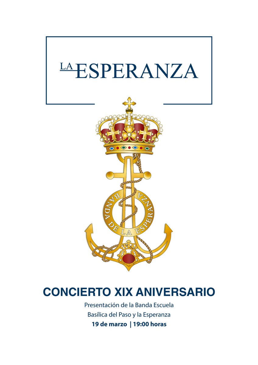 bctpasoespe's tweet photo. 🚨 #ConciertoXIX aniversario y  presentación de la Banda Escuela.
 📅 19 MARZO
⌚19:00 horas
🏤 Basílica @pasoyesperanza 
#CofradiasMLG https://t.co/zTMPAKE67O