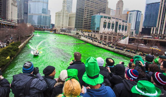 Celebrate #StPatricksDay tomorrow w/ the dyeing of the Chicago River &amp; the parade! Reserve discounted parking! goo.gl/xYKv4h