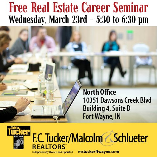 melroopproperty's tweet photo. Join us at our North Office on March 23rd for a Free Career Seminar.
#fctuckermalcolmschlueter #fortwaynejobs
https://t.co/wEfyMTAoiC https://t.co/Dwf79QR1wR