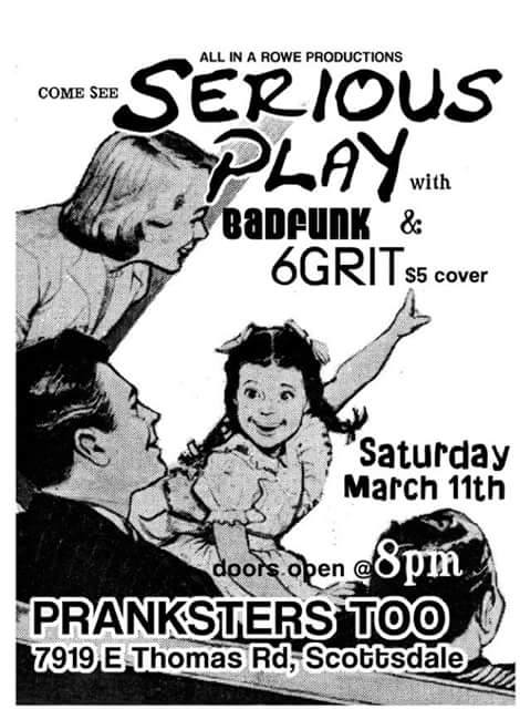 Tomorrow night! #SeriousPlay #6Grit #BadFunk #music #livemusic #band #bands #artist #artists #musician #musicians #rock #hardrock