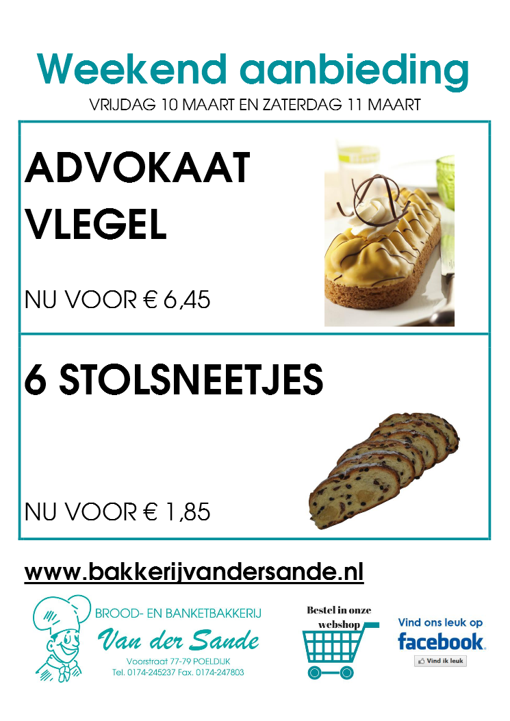 Alvast voorproeven voor Pasen met deze advokaat vlegel voor bij de koffie.
Deze vrijdag en zaterdag verkrijgbaar bij bakkerij van der Sande.