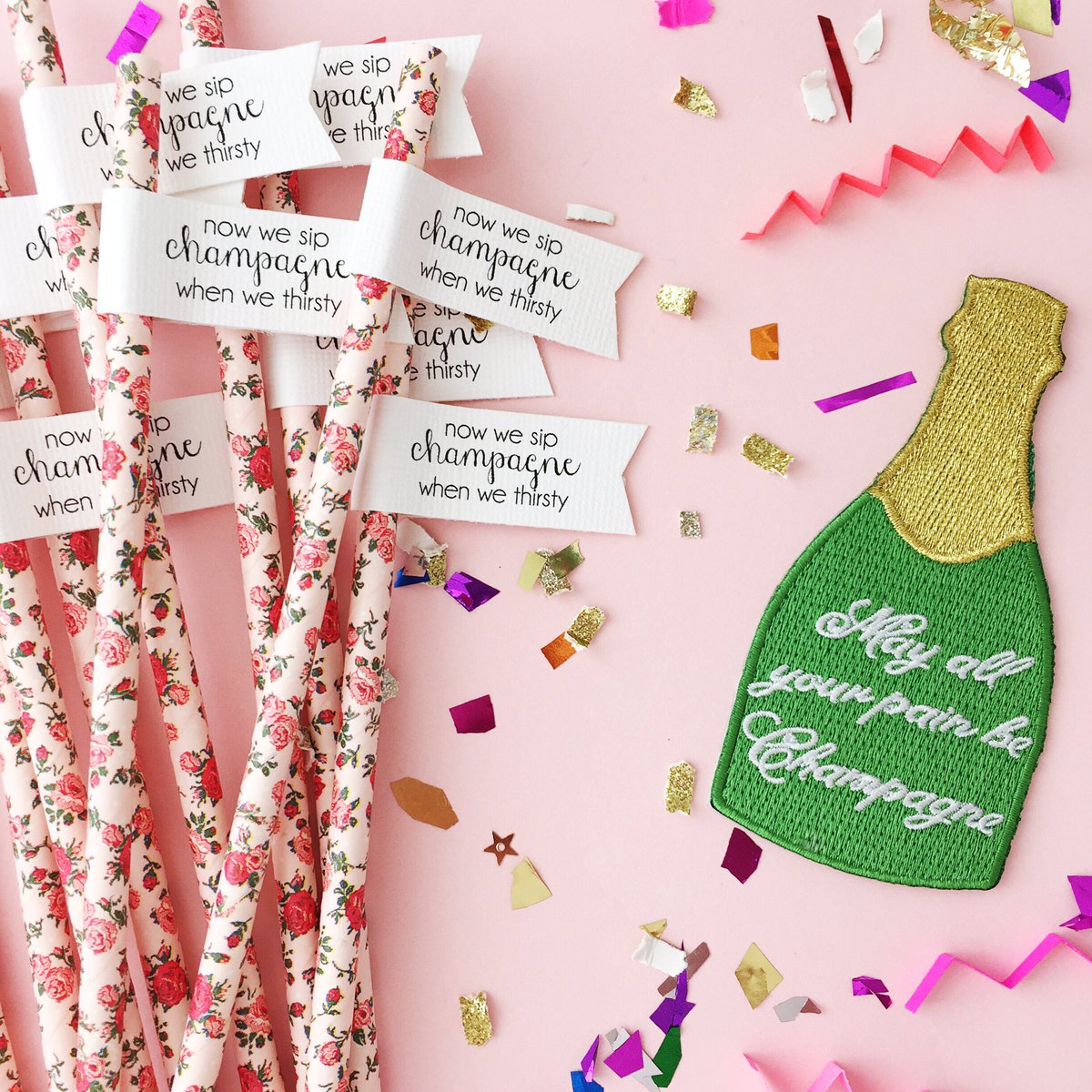 Hooray for Friday! This calls for some bubbly and some 'Now We Sip Champagne When We Thirsty' straws 🍾