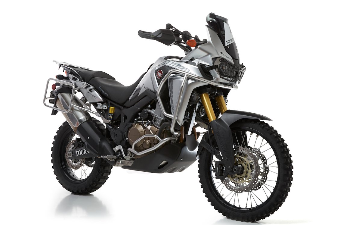 TouratechUSA's tweet image. #Touratech's new RallyeForm Skid Plate for the #AfricaTwin is available in both silver and black. Learn more on our blog!