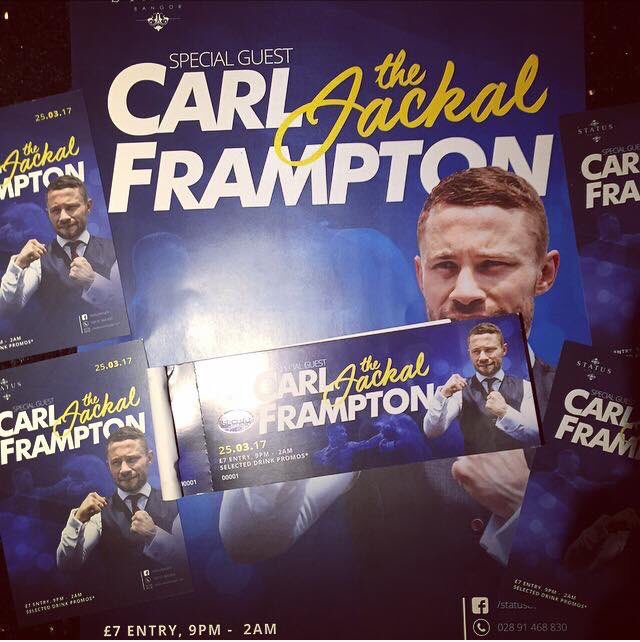 Tickets flying out for <a href="/RealCFrampton/">Carl Frampton MBE</a> at Status on March 25th. Available 24/7 from The Marine Court or Cafe Ceol during opening hours 👊