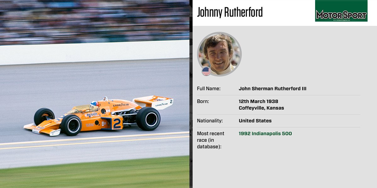 Happy birthday Johnny Rutherford, three-time Indy 500 winner:  