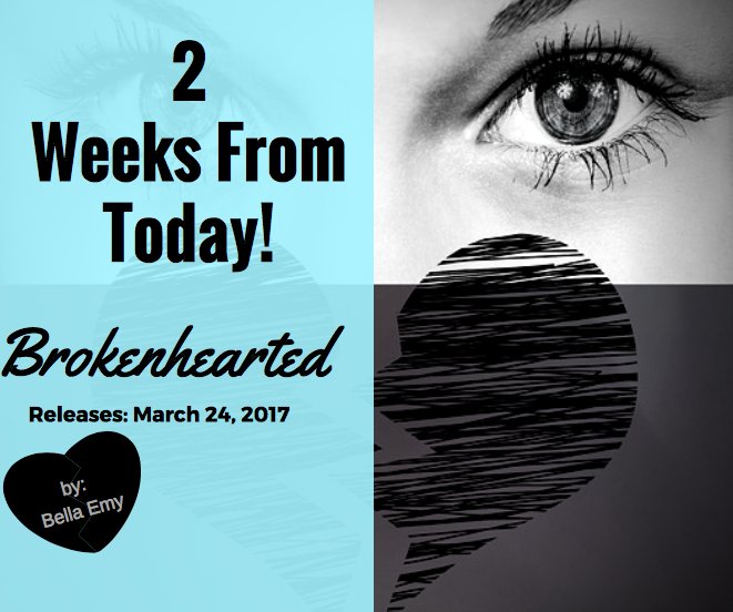 BellaEmyWrites's tweet photo. #2WeeksFromToday I can hardly contain my excitement!
#brokenhearted #readBrokenhearted #fiction #romance #lovestory #forgiveness #amreading https://t.co/ia1n2qlBsj