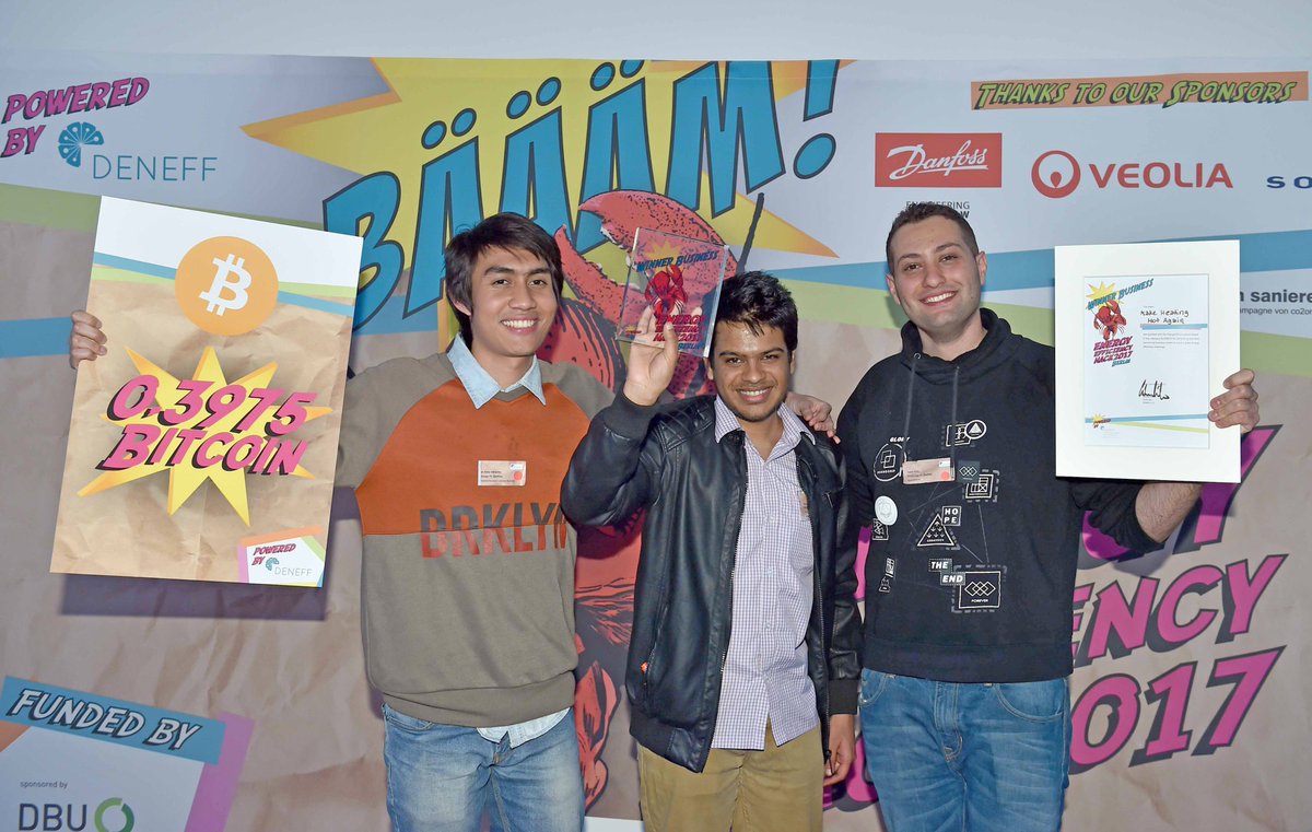 Danfoss's tweet photo. Congrats to these three talents for demonstrating a great approach to make heating smarter: https://t.co/bHclJLsj7l
#eehack2017 #energy https://t.co/yht9DaeWpc