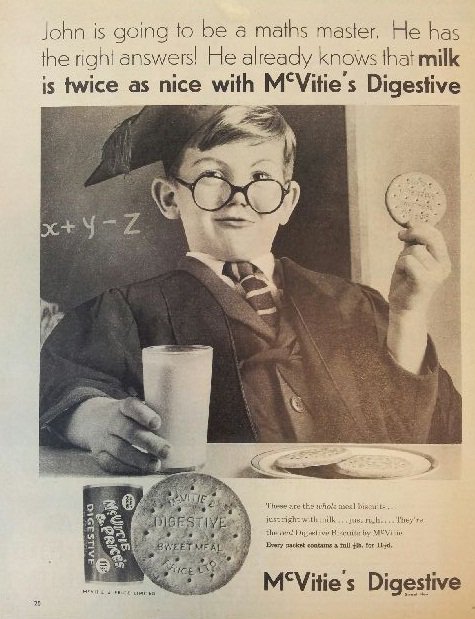 pladis_Global's tweet photo. #FBF A @McVities Digestive advert from @WomanMagazine in 1961. The packaging may have changed but our Digestives are still great with Milk!🥛 https://t.co/IYgzCkBOqz