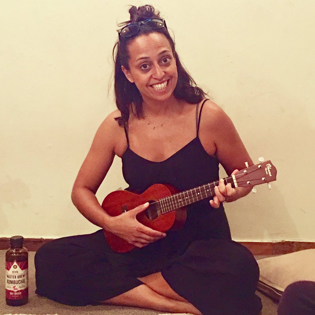 My finger tips are sore, my wrist cramped and my leg asleep, but my spirit is happy. Excited to begin learning a new skill! #ukulele