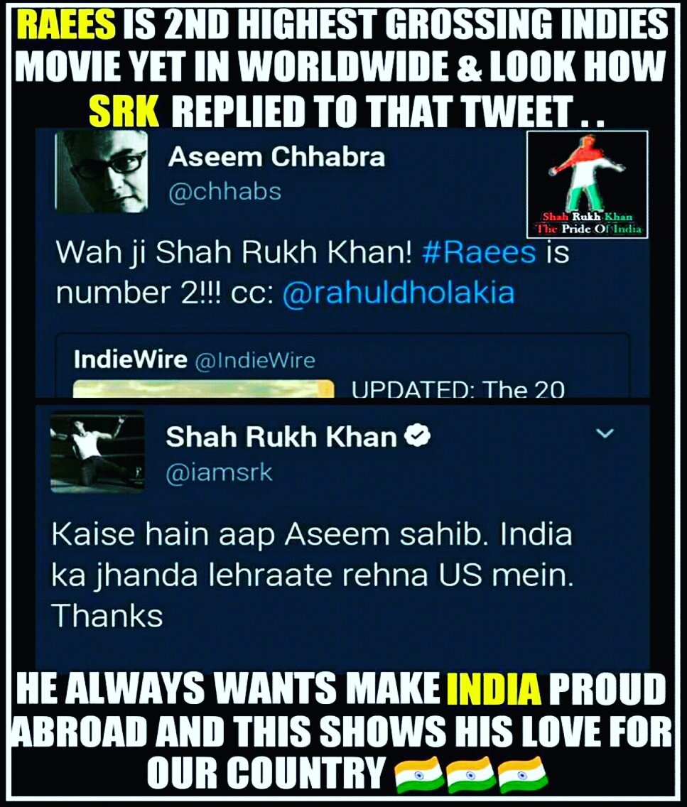 SRKsPrideOfIND's tweet photo. #Srk Always Wants To Make #India Proud Abroad &amp; This Shows His Love For Our Country. Must #RT it #SRKians https://t.co/uGCIz6bAvi