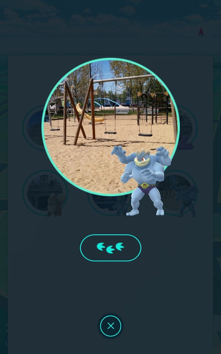 PokeGoMerida's tweet image. Machamp en la parada del Instituto Albarregas.